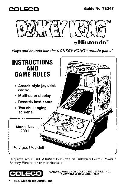 Handheld Game Manual: Donkey Kong (Coleco) : Free Download, Borrow, and  Streaming : Internet Archive